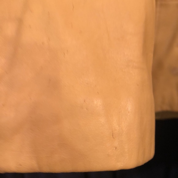 Tan khaki leather jacket pre loved imperfect lots of life left price reflects - Picture 10 of 12